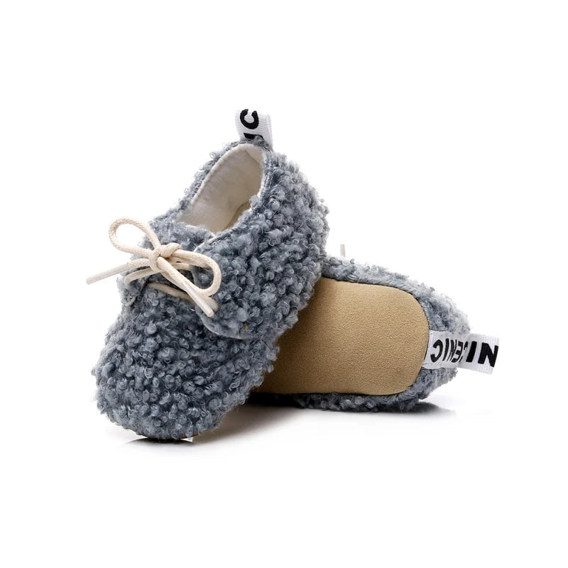 New Winter Children Short Boots Baby Plus Velvet Soft Sole Lace-up Cotton Shoes Toddler Shoes 0-24M
