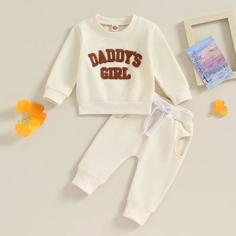 2023-08-08 Lioraitiin 0-3T Newborn Baby Girls Sweat Outfits Letter Print Sweatshirt Long Pant Fall Winter Baby Clothes Set