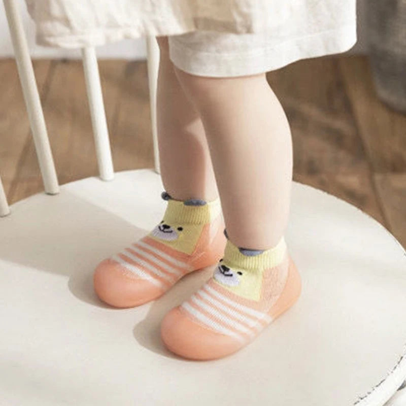 Cartoon Toddler Shoes Animal Pattern Non-slip Silicone Sole Baby Floor Socks Breathable Casual Cotton Baby Boys Girls Shoes