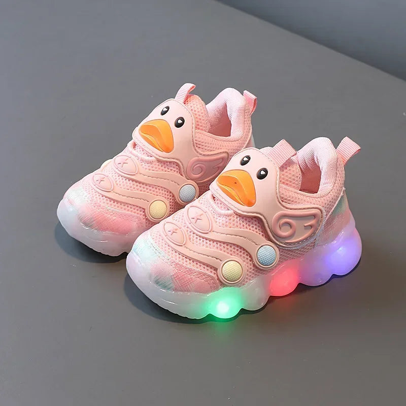 Baby Shoes with Lights on Women New Breathable Mesh Soft Soled Baby Walking Shoes Children Sports Luminescent Shoes Boy Newborn
